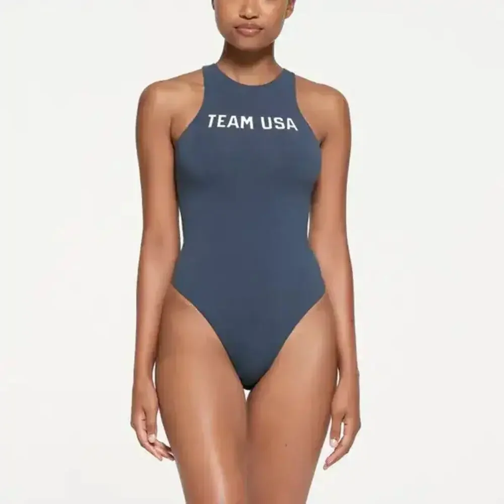 SKIMS OLYMPIC high neck bodysuit - Navy Size M NWT #1601
